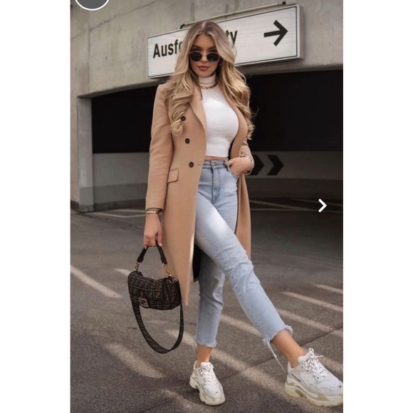 Vintage Tweed Benetton Topper Coat Sz 38 - Picture 6 of 6